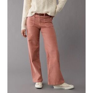 American Eagle Low-Rise Baggy Wide Leg Corduroy Pants Blush Pink Rose 14 32W NWT